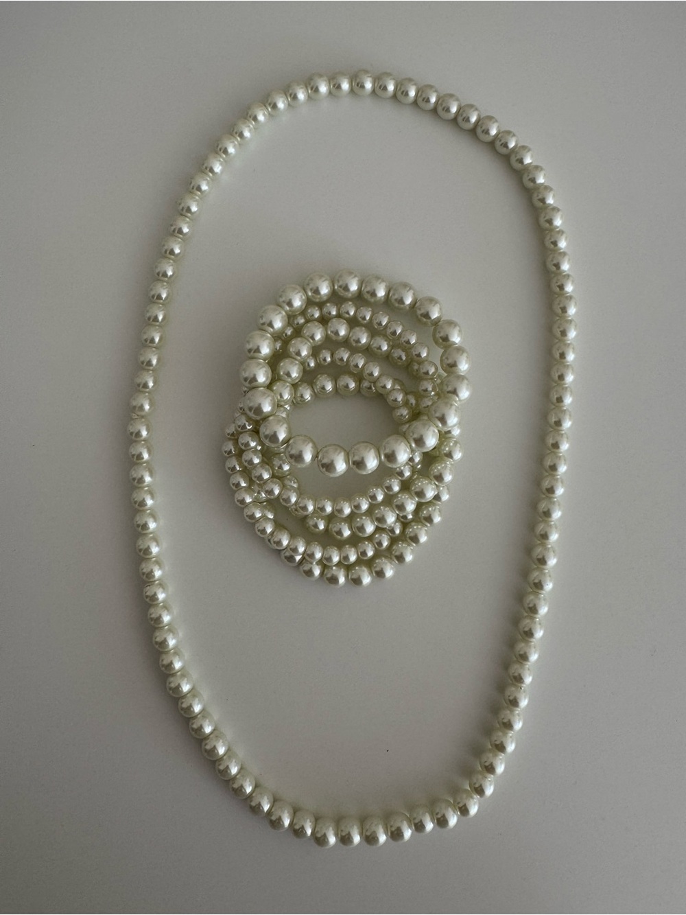 Faux Pearl Necklace and Bracelet set